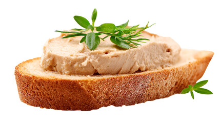 Delicious Liver Pate on Crusty Bread Garnish with Herbs