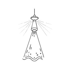 Minimalist line art showing Yom Kippur candle, a memorial light, with glowing rays. Yom Kippur candle commemorates deceased loved ones, radiating peace and reflection on a white backdrop.