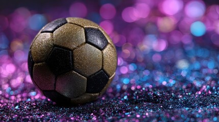 Fototapeta premium Dark Background with Sparkling Glittering Ornaments and Beautiful Bokeh Lights Creating a Dreamy Atmosphere for Stunning Visuals
