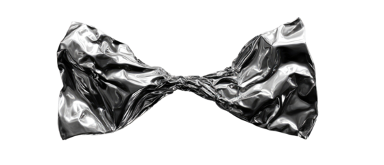 Crumpled metallic bow tie