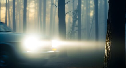 Slow-motion close-up of blurred headlights