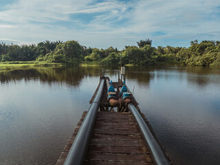 pipe on lake reservoir