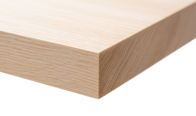 Close-up of a light beige wooden surface, corner view
