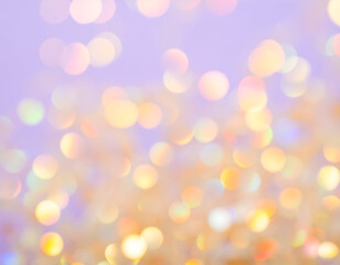 Obraz premium Pastel Bokeh Lights Background with Gold and Purple Sparkle