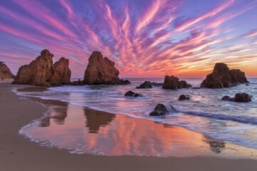 Vibrant Purple and Orange Sky at Sunset - Beauty