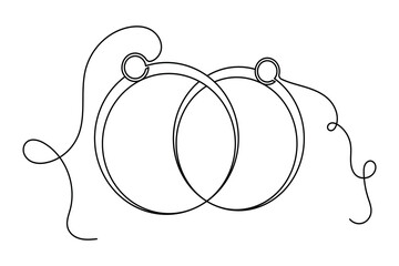 Wedding ring one line art continuous drawing minimalist style isolated outline vector illustration