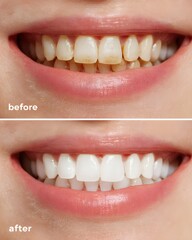 Obraz premium Transform your smile with before and after teeth whitening results showcasing a brighter, confident appearance