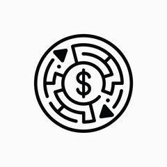 Obraz premium Circular maze with dollar sign at center symbolizing financial challenge and solution
