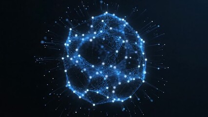 Abstract digital network sphere with glowing particles, representing data connection and technologic