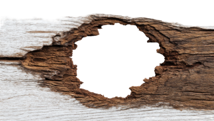 Weathered wood plank with a circular hole