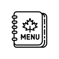 Canadian restaurant menu icon with maple leaf and spiral binding
