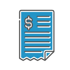 Invoice document with dollar symbol in a modern illustration, blue color, minimalistic design