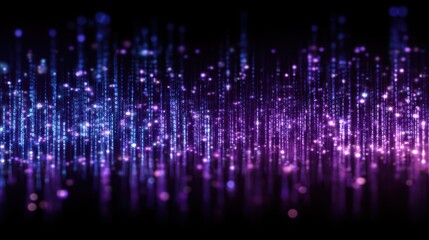 abstract blue and purple binary code background with streaming bytes, perfect for digital tech, programming, and cyber security applications.