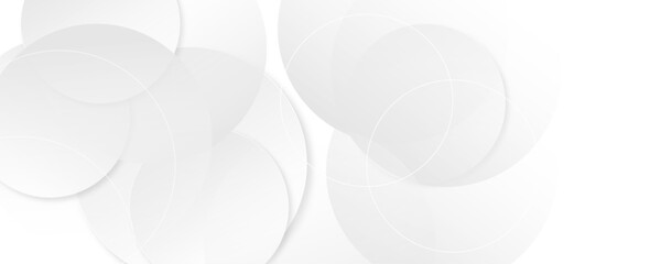 Abstract geometric white color circles lines background. White and gray color geometric shape and lines seamless background design.