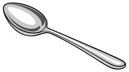 Silver spoon with black outline metal utensil