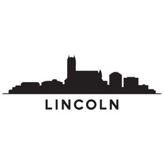 Fototapeta premium Lincoln skyline silhouette. Black Lincoln city design isolated on white background. Vector black silhouette. with white background