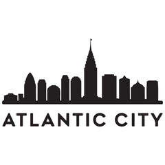 Fototapeta premium Atlantic city skyline silhouette. Black Arlington city. Vector black silhouette. with white background