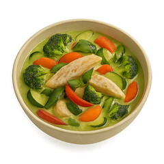 Healthy vegetable dish in bowl, white isolate background