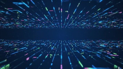 Abstract digital data stream background futuristic technology concept loop animation, perfect for te - Powered by Adobe