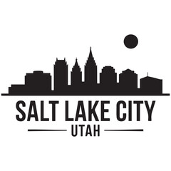 Obraz premium Salt Lake City skyline horizontal banner. Salt Lake City, Utah. Vector template for your design. Vector black silhouette. with white background