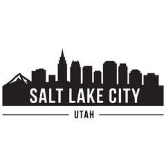 Obraz premium Salt Lake City skyline horizontal banner. Salt Lake City, Utah. Vector template for your design. Vector black silhouette. with white background