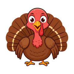 Cute Cartoon Turkey Waving Hand Vector Illustration, Happy Thanksgiving Bird Character, Festive Autumn Animal Clipart, Holiday Design