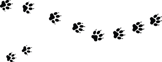Animal Paw Print Trail Vector – Black Curved Track for Pets, Wildlife, and Veterinary Themes