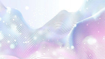 Obraz premium Abstract wavy pattern with dots in pastel colors, creating a modern digital aesthetic.
