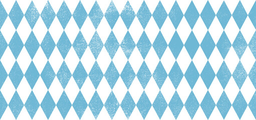 Bavarian Oktoberfest seamless pattern with blue and white diamonds background with crack. seamless geometric background