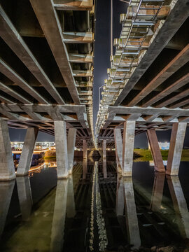Angke River estuary and view under a  bridge, Pantai Indah Kapuk 2 (PIK 2), Kosambi, Tangerang Regency, Banten, Indonesia