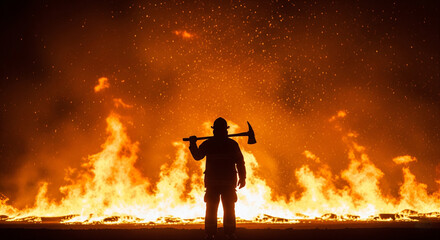 Lone Firefighter with an Axe