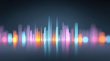Illuminated cityscape featuring vibrant bars, symbolizing urban energy, illuminated with an array of colours.