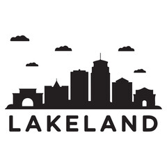 Obraz premium Lakeland skyline silhouette. Black Lakeland FL city design. Vector black silhouette. with white background