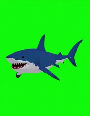 Naklejka premium Cartoon shark on green screen