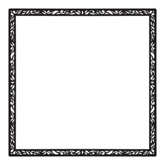 tattoo and t-shirt design black and white hand drawn rectangle twigs and leaves frame enbgraving ornament design