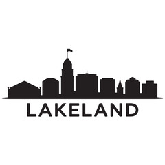 Obraz premium Lakeland skyline silhouette. Black Lakeland FL city design. Vector black silhouette. with white background
