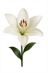 Naklejka premium White lily blooming with transparent background: elegance and purity in full display