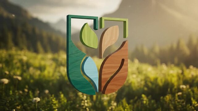 Dynamic 3D nature logo animation showcasing environmental sustainability and organic growth in a lus