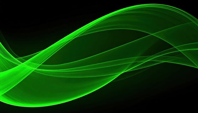 Abstract flowing green lines on black