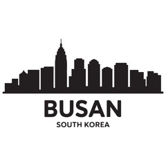 Fototapeta premium Busan skyline horizontal banner. Busan, South Korea. Vector template for your design. Vector black silhouette. with white background