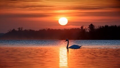 an image of a swan in lake ontario at dawn