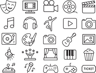 Entertainment Icon Set | Arts, Music, Film and Media Vector Icons