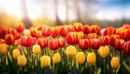bright red and yellow tulips representing spring s beauty