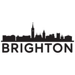 Obraz premium Brighton, UK skyline silhouette. Black Brighton city. Vector black silhouette. with white background