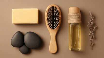 Zero Waste Self Care Kit Beautifully Arranged on a Soft Beige Background for Eco Friendly Living and Sustainable Beauty Practices