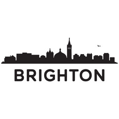 Fototapeta premium Brighton, UK skyline silhouette. Black Brighton city. Vector black silhouette. with white background