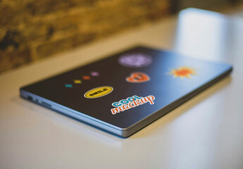 Closed Laptop Stickers Mockup
