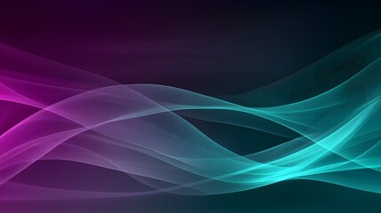 Abstract Teal Purple Flowing Waves Dark Background