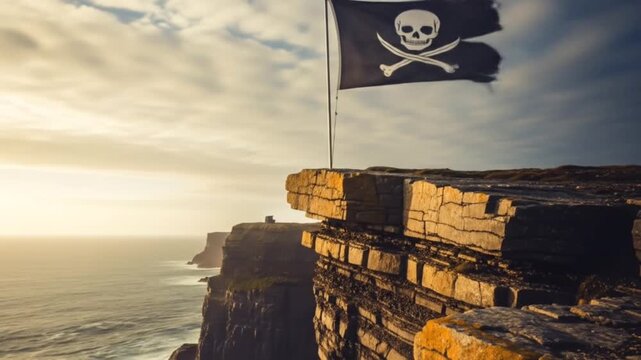 jolly roger flag on the beach