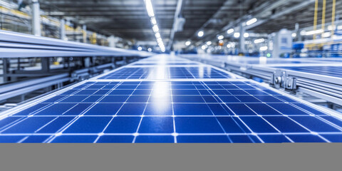 Silicon solar panels showcased in industrial facility Generative AI